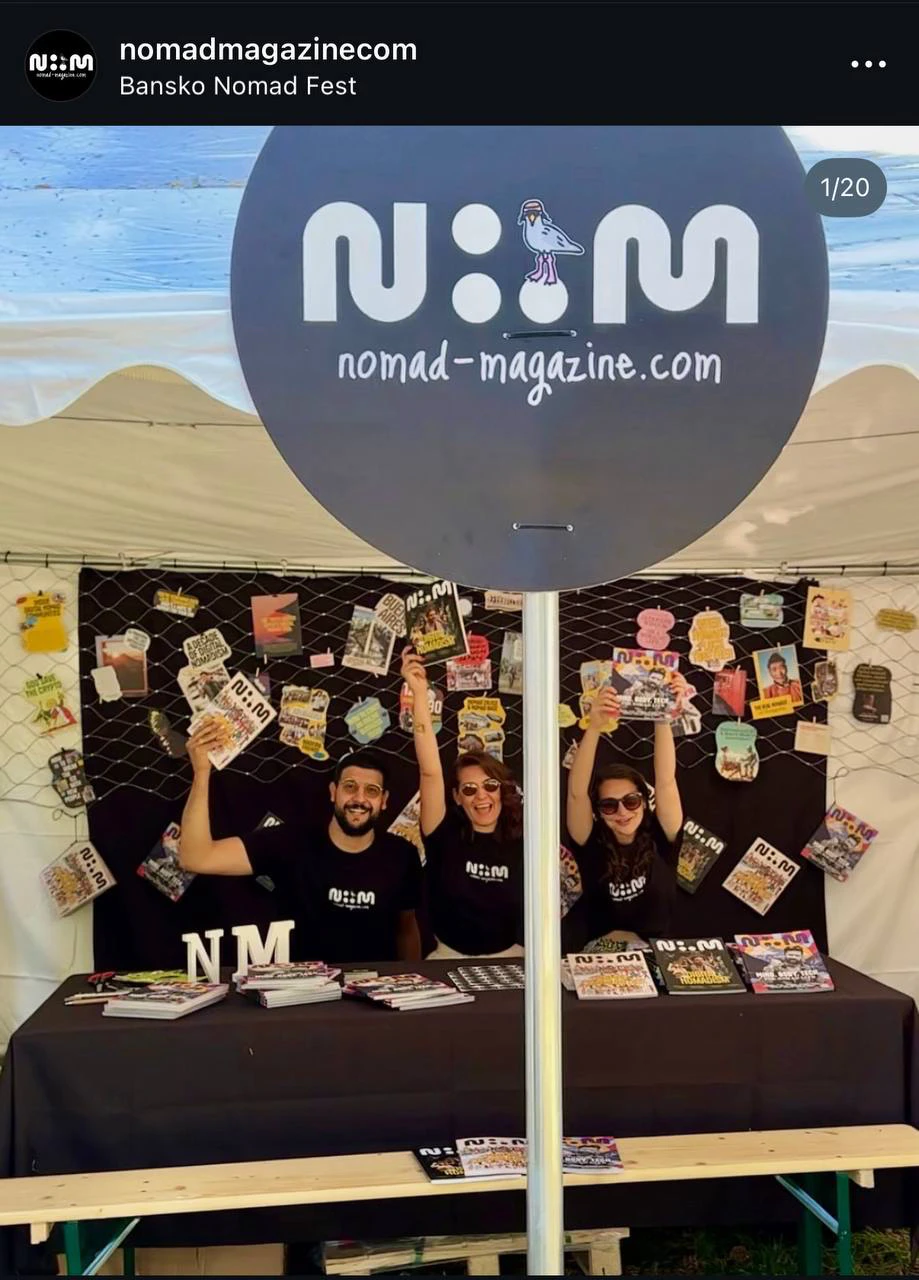 Nomad Magazine Third Edition launch booth at Bansko Nomad Fest 2025