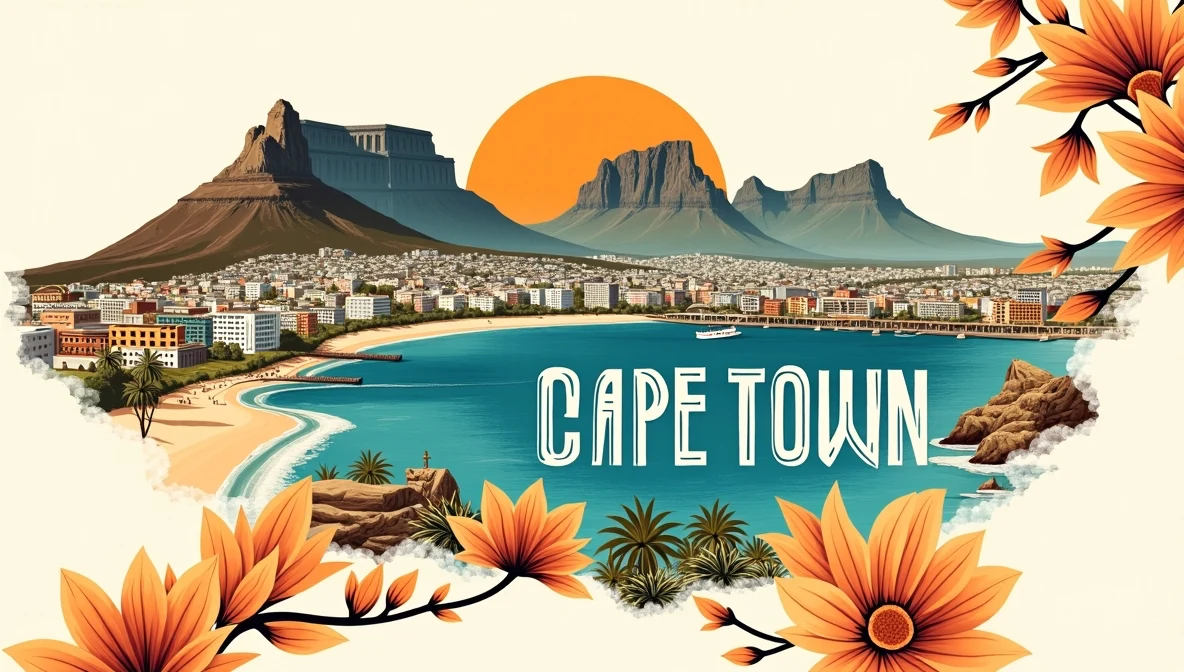 Cape Town cityscape with Table Mountain and harbor