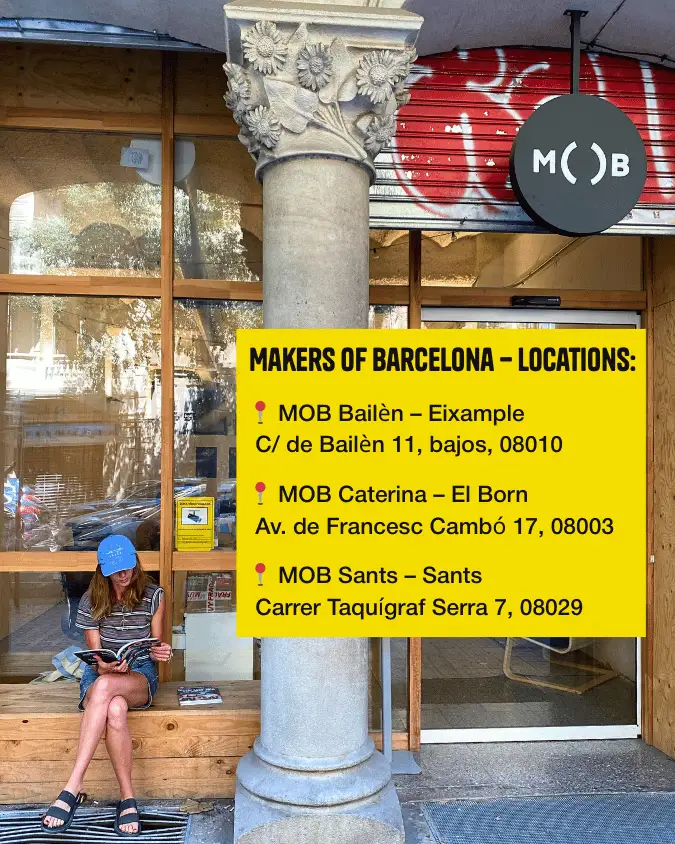 Nomad Magazine at MOB Barcelona with logo and reader visible