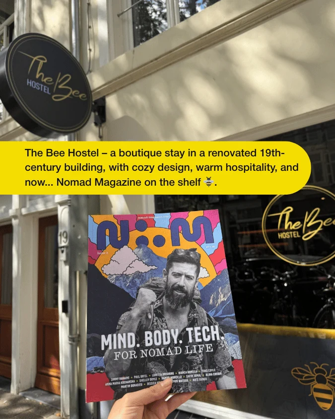 Nomad Magazine in front of The Bee Hostel Amsterdam