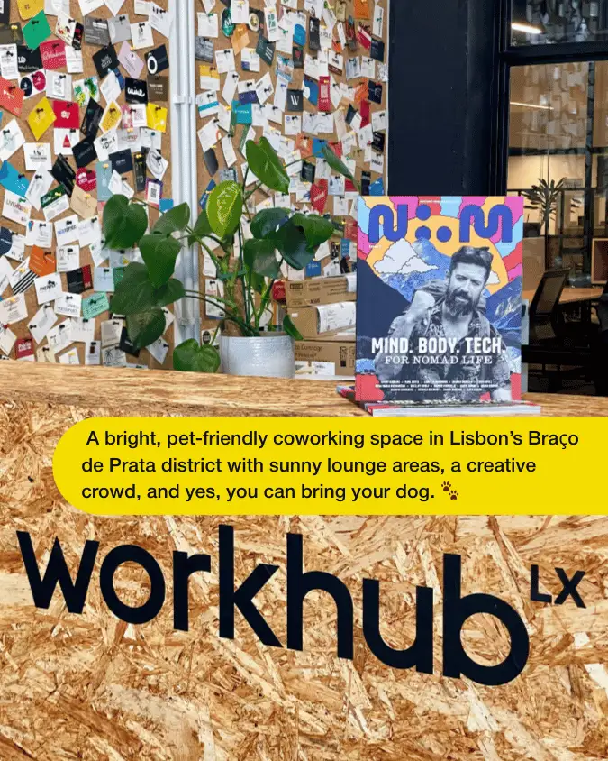 Nomad Magazine at Workhub Lisbon with venue branding visible