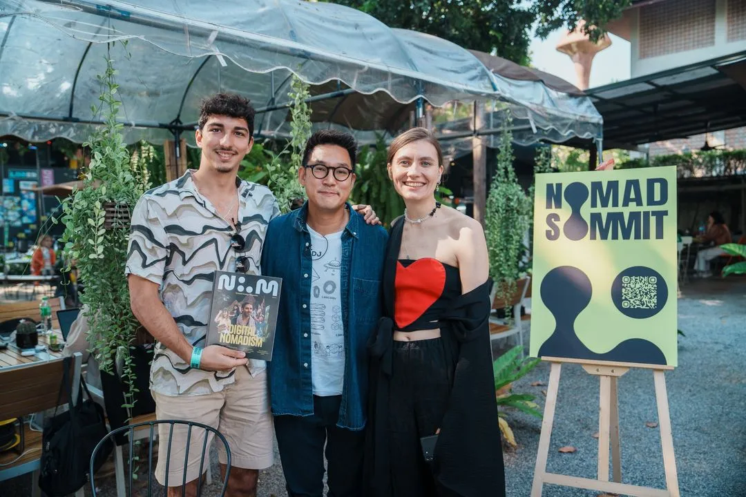 Nomad Magazine team filming YouTube episode at Nomad Summit in Chiang Mai Thailand