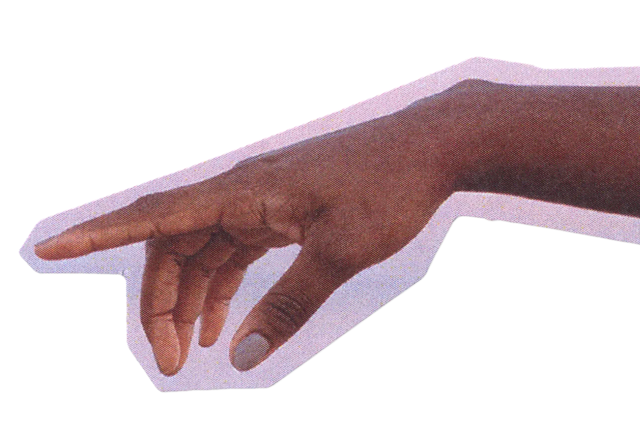 Hand pointing towards the subscription form