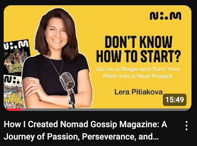 Lera presenting the story of how Nomad Magazine was created on Nomad Cruise from Canada to Japan