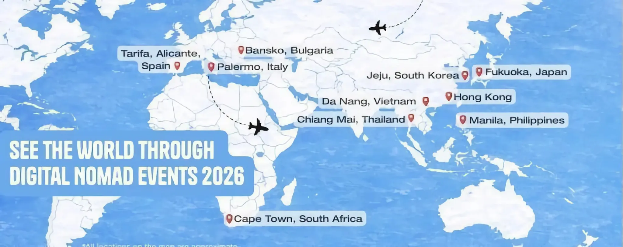 See the World Through Digital Nomad Events 2026 - World Map