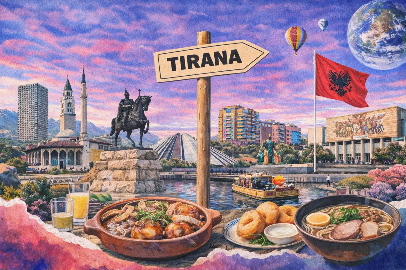 Tirana Albania with colorful architecture and vibrant street art